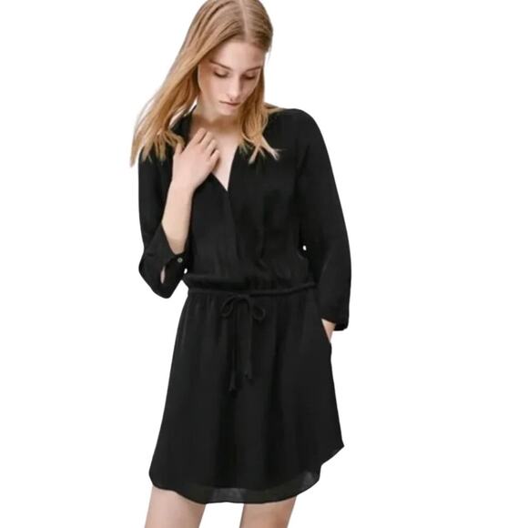 Babaton Black Aritzia Bennet Shirt Dress in Black Excellent Condition Si… - Picture 1 of 3